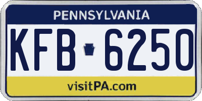 PA license plate KFB6250