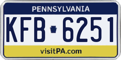 PA license plate KFB6251