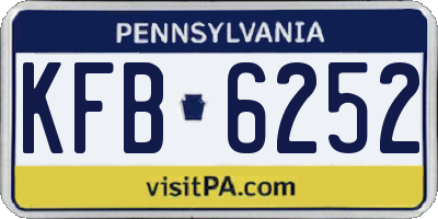 PA license plate KFB6252