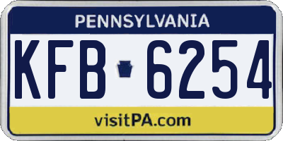 PA license plate KFB6254