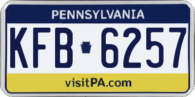 PA license plate KFB6257