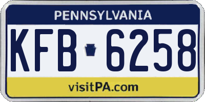 PA license plate KFB6258