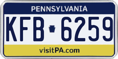 PA license plate KFB6259