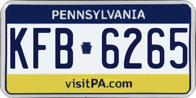 PA license plate KFB6265