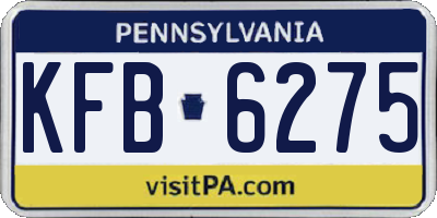 PA license plate KFB6275