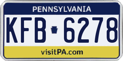 PA license plate KFB6278