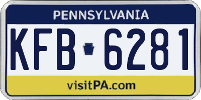 PA license plate KFB6281