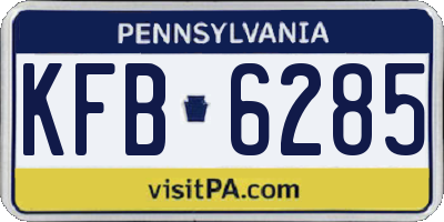 PA license plate KFB6285