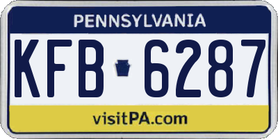 PA license plate KFB6287