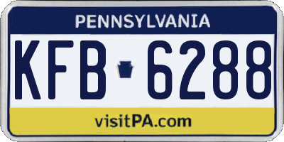 PA license plate KFB6288