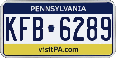 PA license plate KFB6289