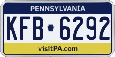 PA license plate KFB6292