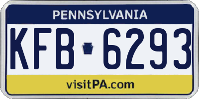 PA license plate KFB6293