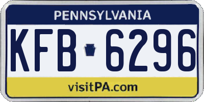 PA license plate KFB6296