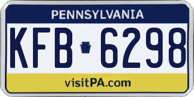 PA license plate KFB6298