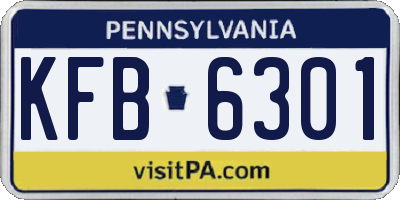 PA license plate KFB6301
