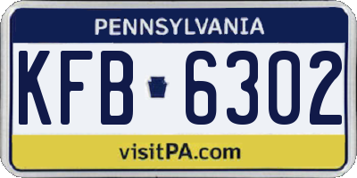PA license plate KFB6302