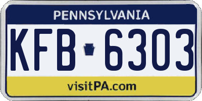 PA license plate KFB6303
