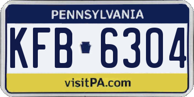 PA license plate KFB6304