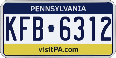 PA license plate KFB6312