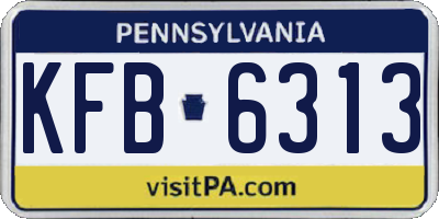 PA license plate KFB6313