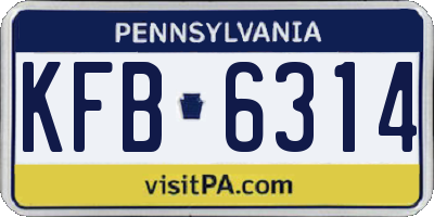 PA license plate KFB6314