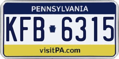 PA license plate KFB6315