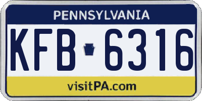 PA license plate KFB6316
