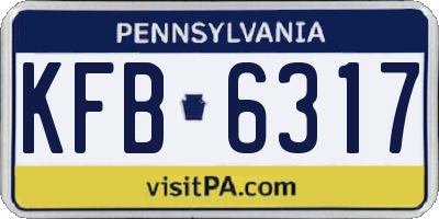 PA license plate KFB6317