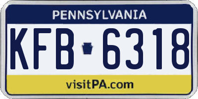 PA license plate KFB6318