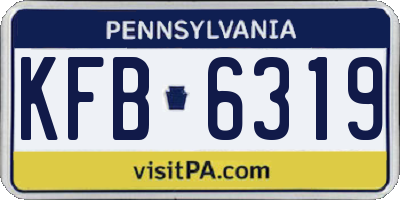 PA license plate KFB6319