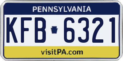 PA license plate KFB6321