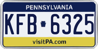 PA license plate KFB6325