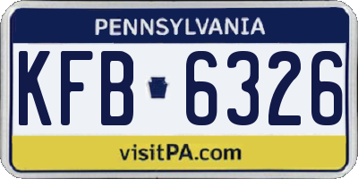 PA license plate KFB6326