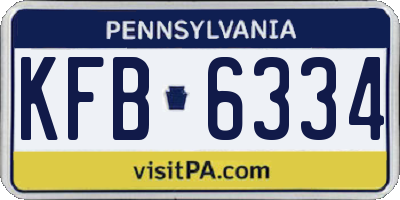 PA license plate KFB6334