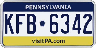 PA license plate KFB6342