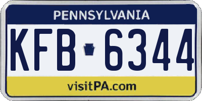 PA license plate KFB6344