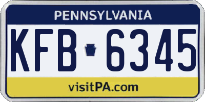 PA license plate KFB6345