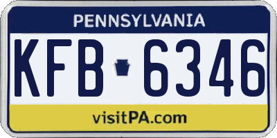 PA license plate KFB6346
