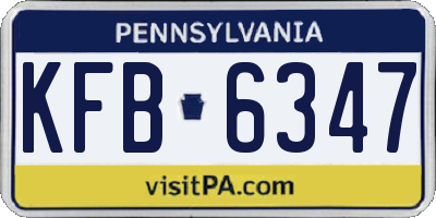 PA license plate KFB6347