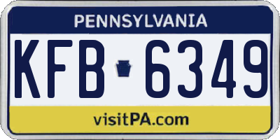 PA license plate KFB6349