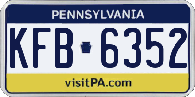 PA license plate KFB6352