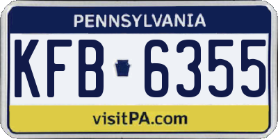 PA license plate KFB6355