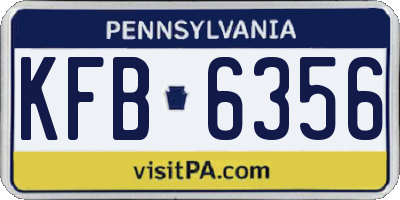 PA license plate KFB6356