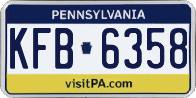 PA license plate KFB6358