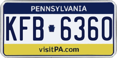 PA license plate KFB6360