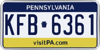 PA license plate KFB6361