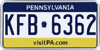 PA license plate KFB6362