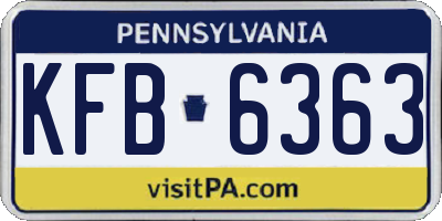 PA license plate KFB6363