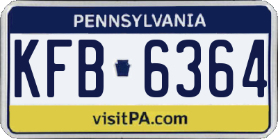 PA license plate KFB6364